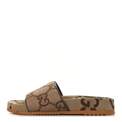 Gucci Monogram Jumbo GG Mens Slide Sandals 6 Camel Ebony 1 of 8