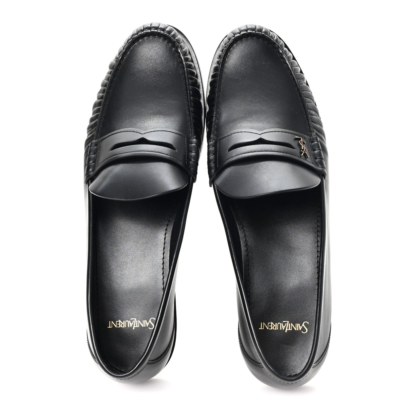 Calfskin Mens Laurent Penny Loafers 45 Black