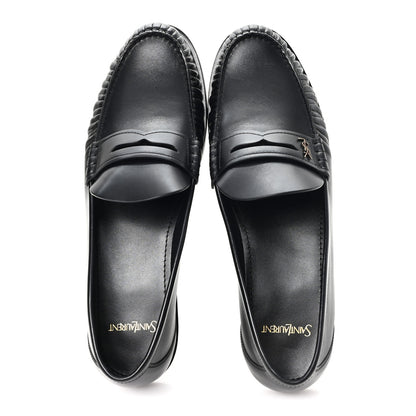 Saint Laurent Calfskin Mens Laurent Penny Loafers 45 Black 5 of 10