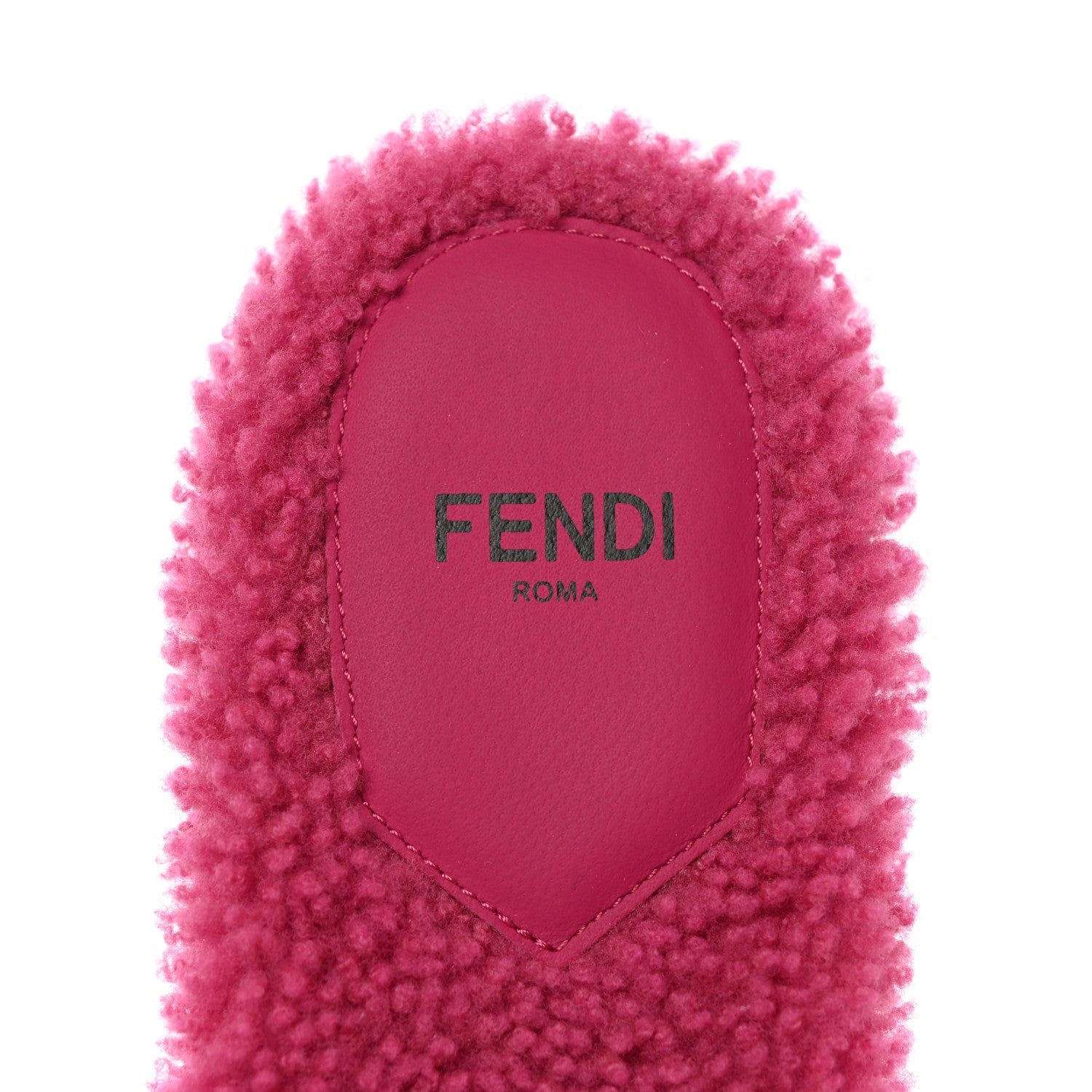 Fendi Shearling FF Baguette Slide Sandals 36.5 Pink 8 of 10