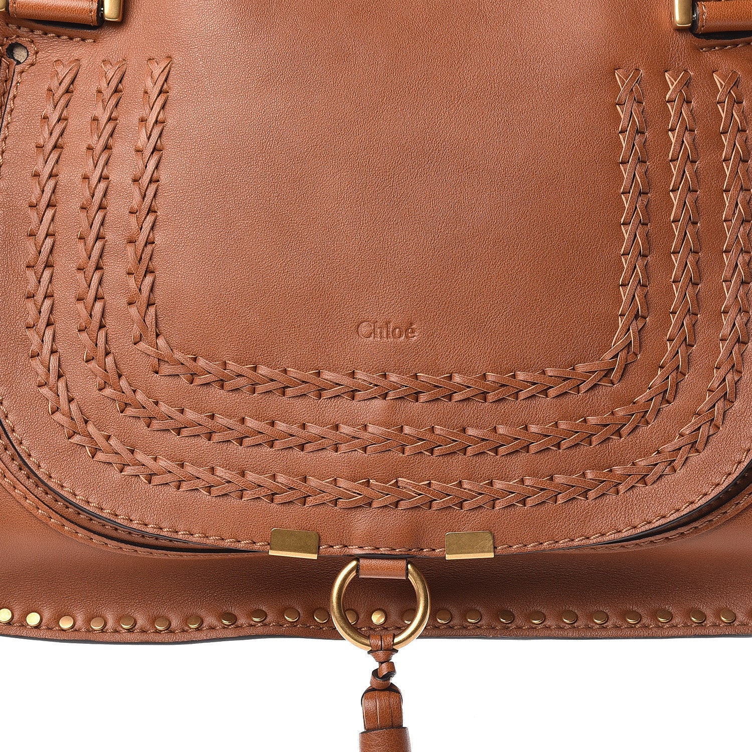 Chloe Calfskin Braided Medium Marcie Satchel Caramel 13 of 13