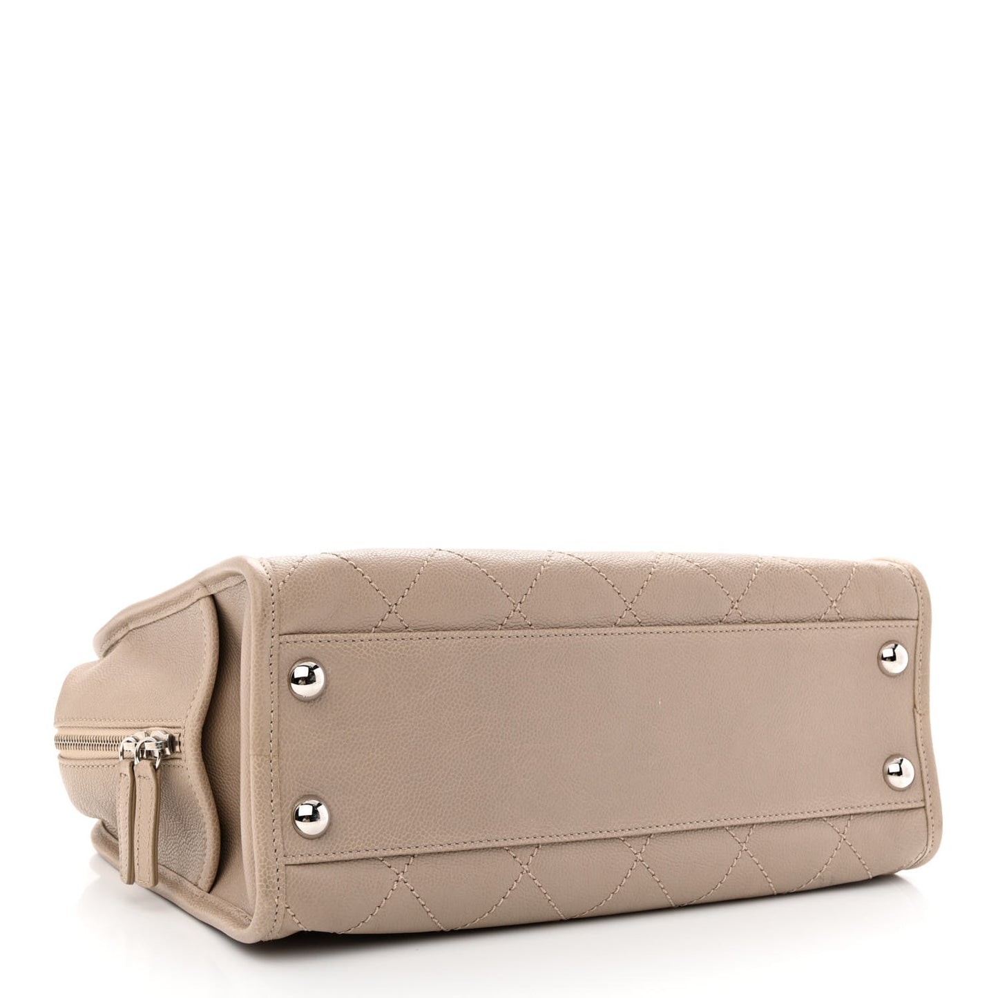 Caviar Quilted Deauville Bowling Bag Beige