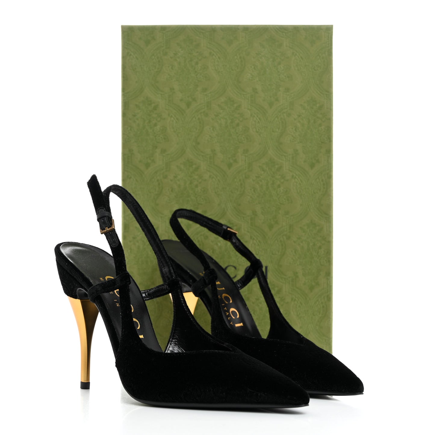 Velvet GG Monogram Slingback 115mm Pumps 37 Black