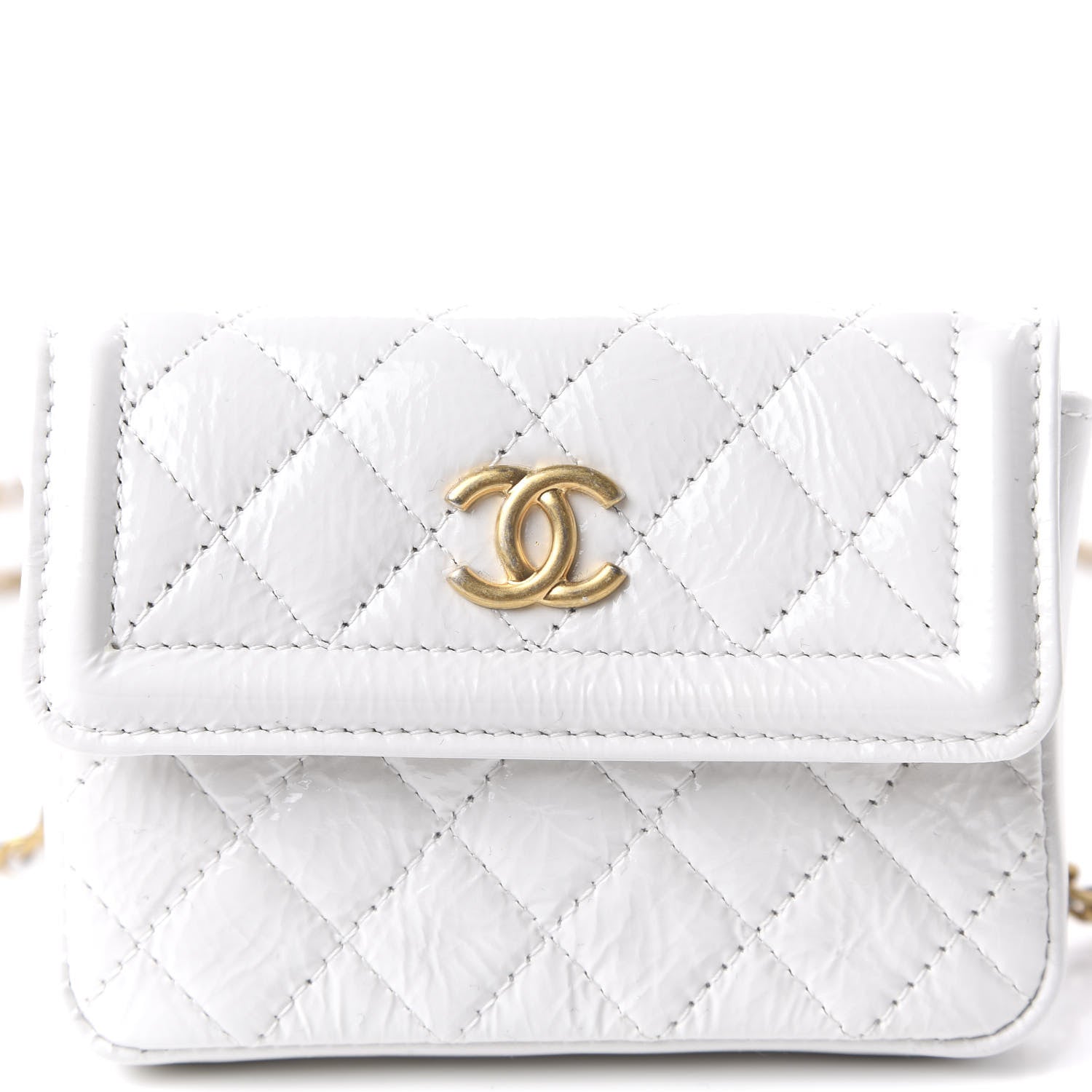 Chanel Shiny Aged Calfskin Quilted Waist Belt Bag White 11 of 11