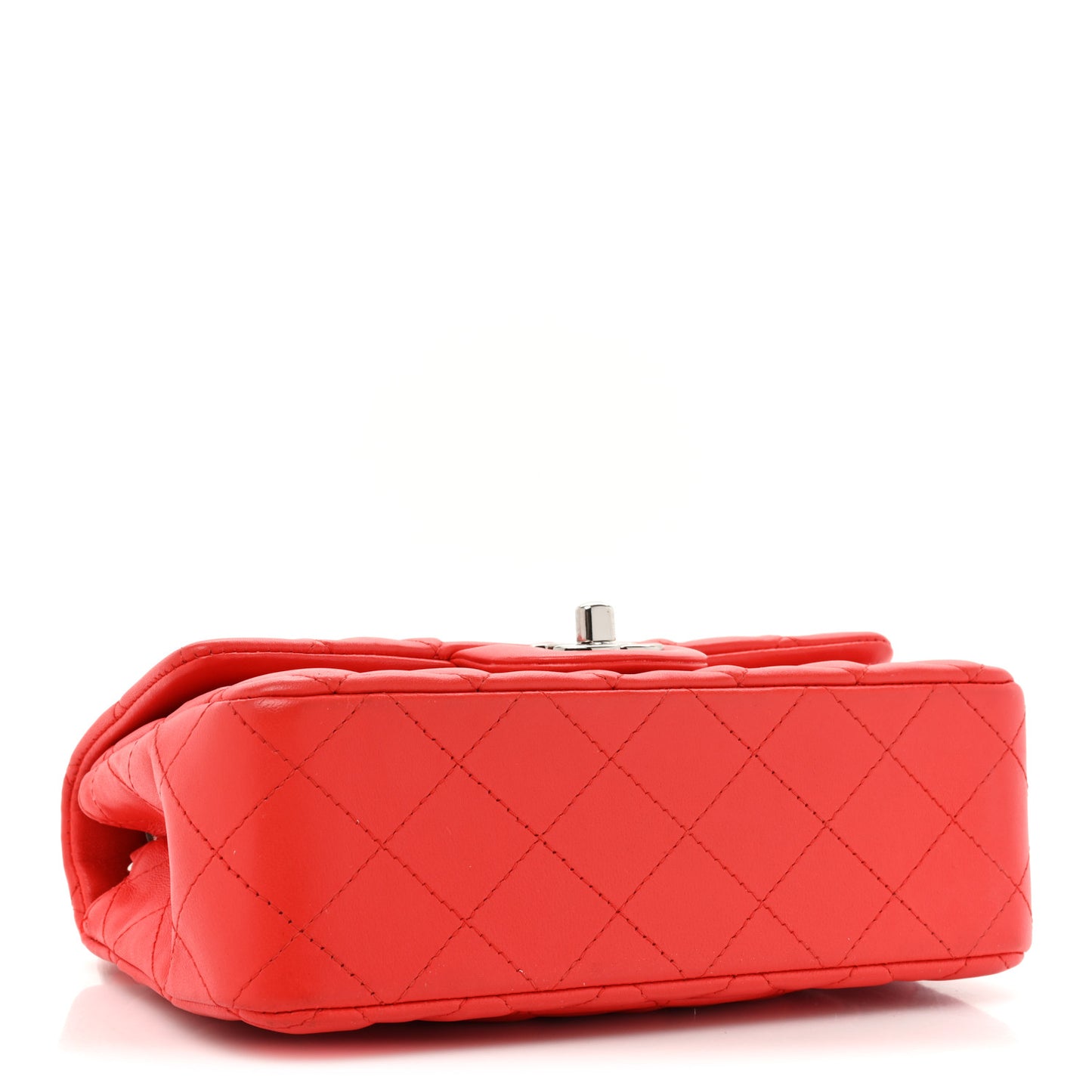 Lambskin Quilted Mini Rectangular Flap Red