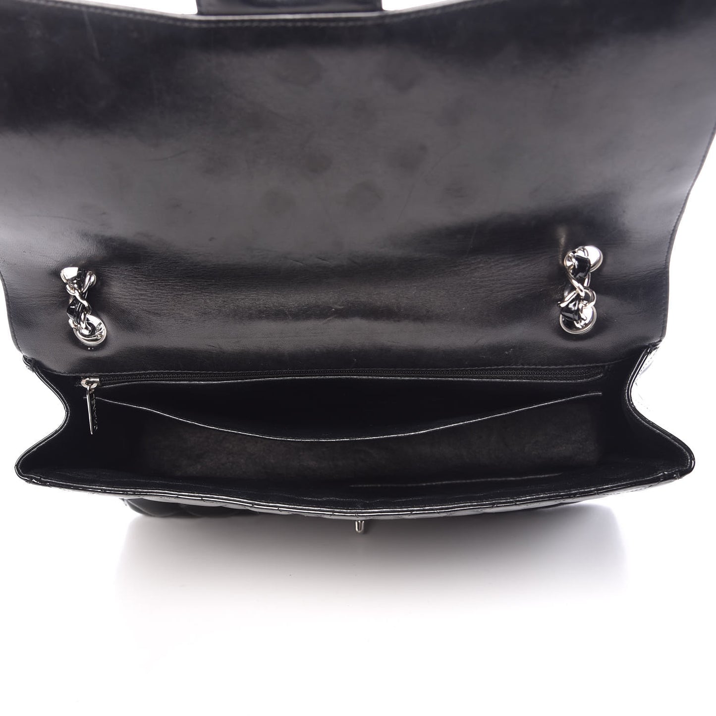 Patent Quilted Maxi Single Flap Black