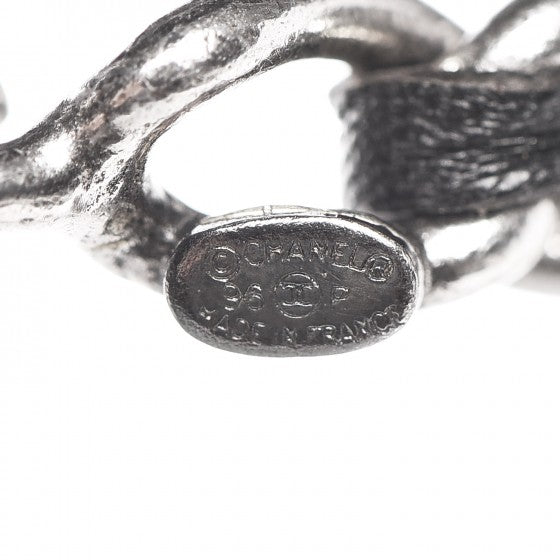 CHANE Lambskin Chain CC Medallion Belt Black Silver