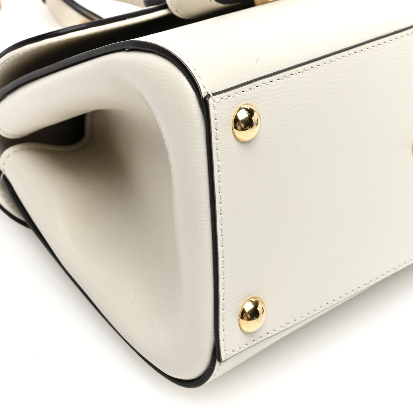 Glazed Textured Calfskin Mini Horsebit 1955 Top Handle Flap Bag Mystic White