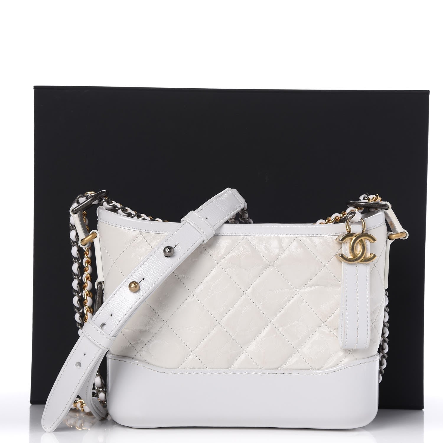 Chanel Aged Calfskin Quilted Small Gabrielle Hobo White 8 of 8