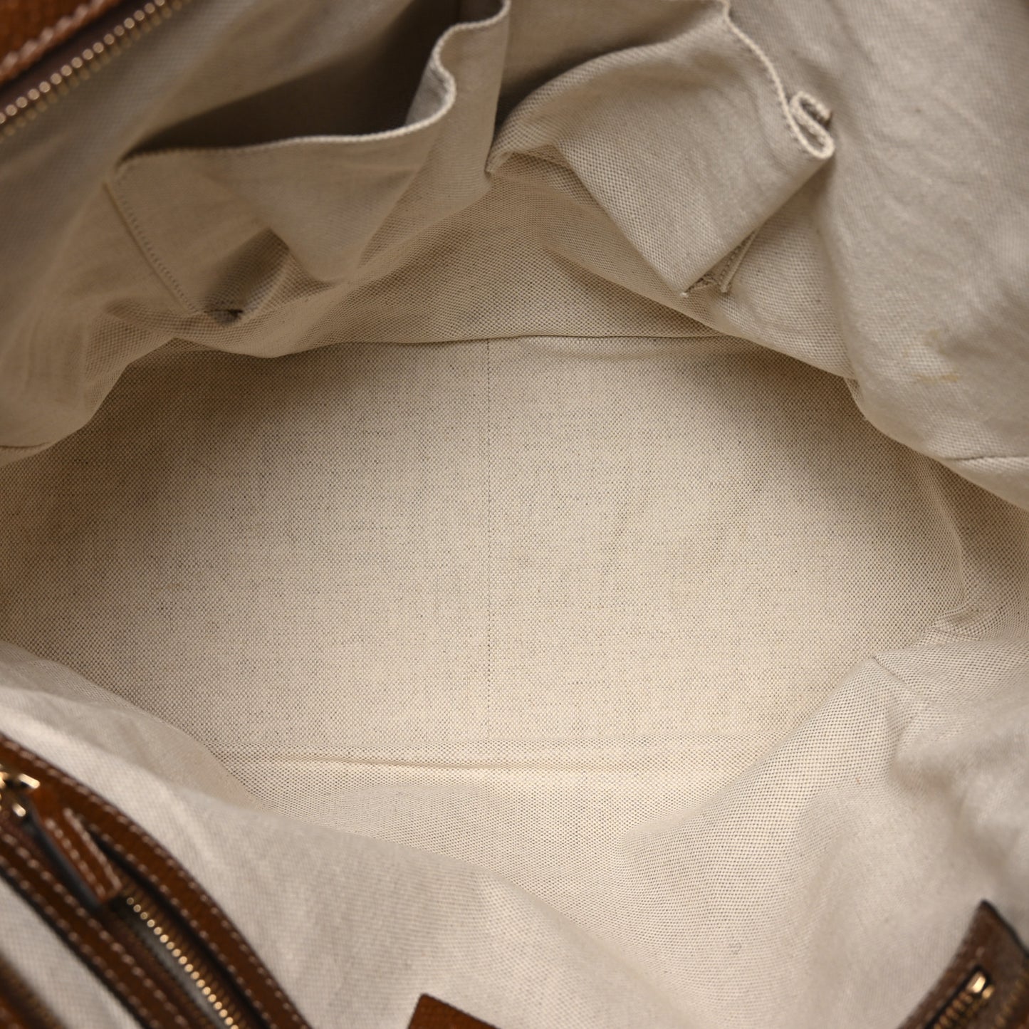 Monogram Medium Bree Zippered Tote Beige Tabacco