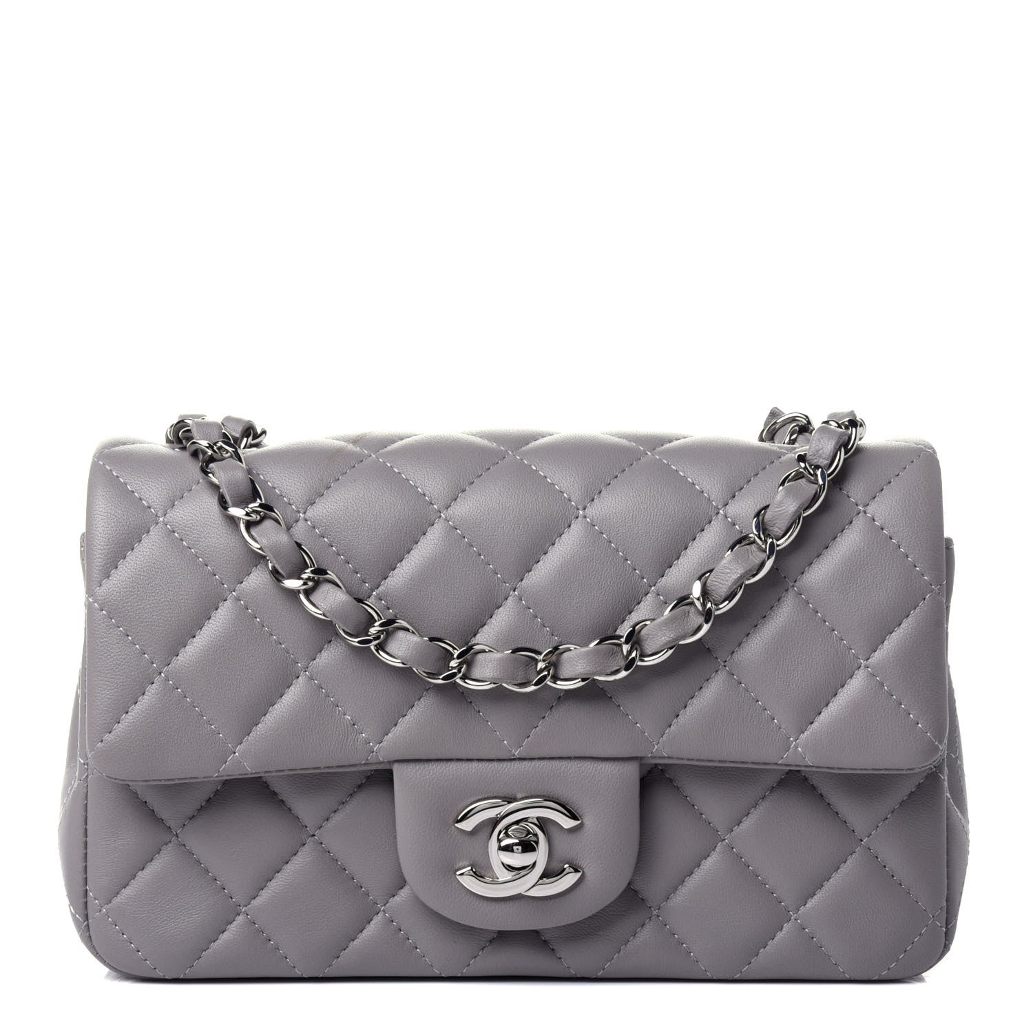 Chanel Lambskin Quilted Mini Rectangular Flap Grey 1 of 6