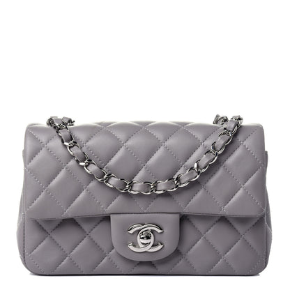 Chanel Lambskin Quilted Mini Rectangular Flap Grey 1 of 6