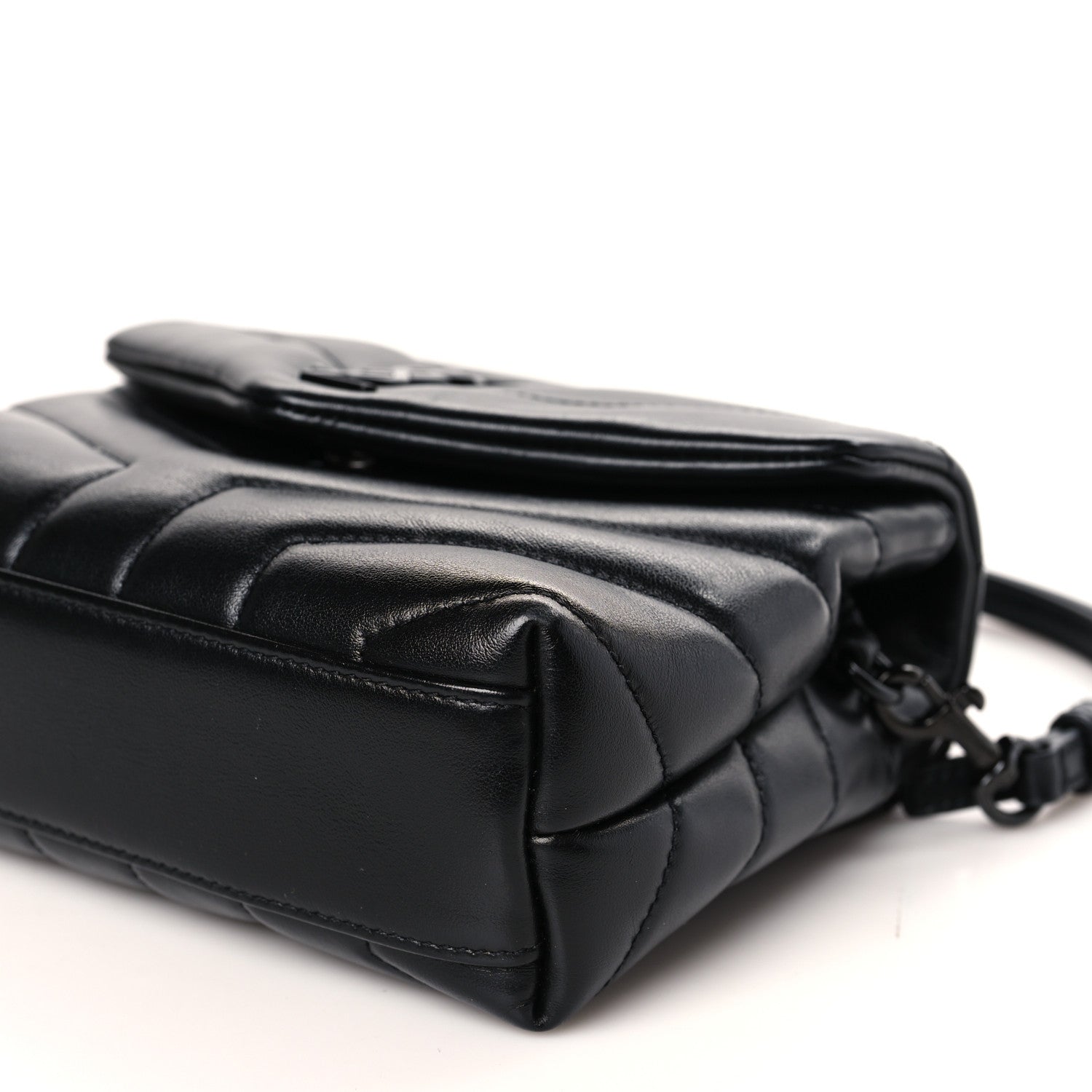 Saint Laurent Calfskin Y Quilted Monogram Monochrome Toy Loulou Crossbody Bag Black 9 of 10