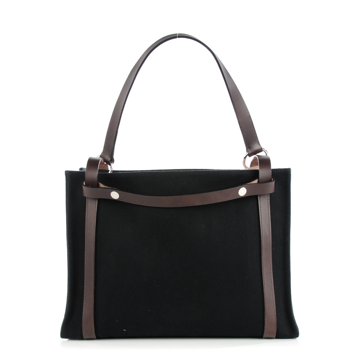 Hermes Natural Hunter Calfskin Toile Chevron Cabalicol Tote Black Ebene 1 of 9