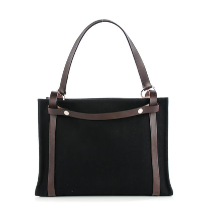 Hermes Natural Hunter Calfskin Toile Chevron Cabalicol Tote Black Ebene 1 of 9