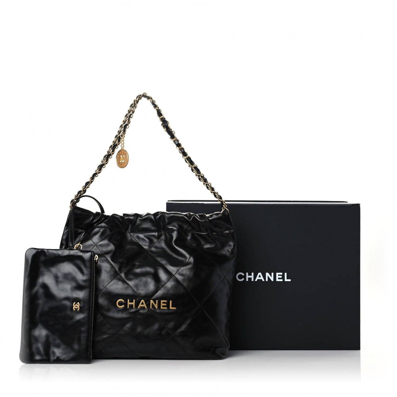 Chanel Shiny Calfskin Quilted Small Chanel 22 Black 11 of 11