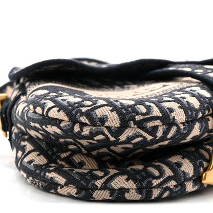 Christian Dior Oblique Embroidered Saddle Bag Blue 9 of 11