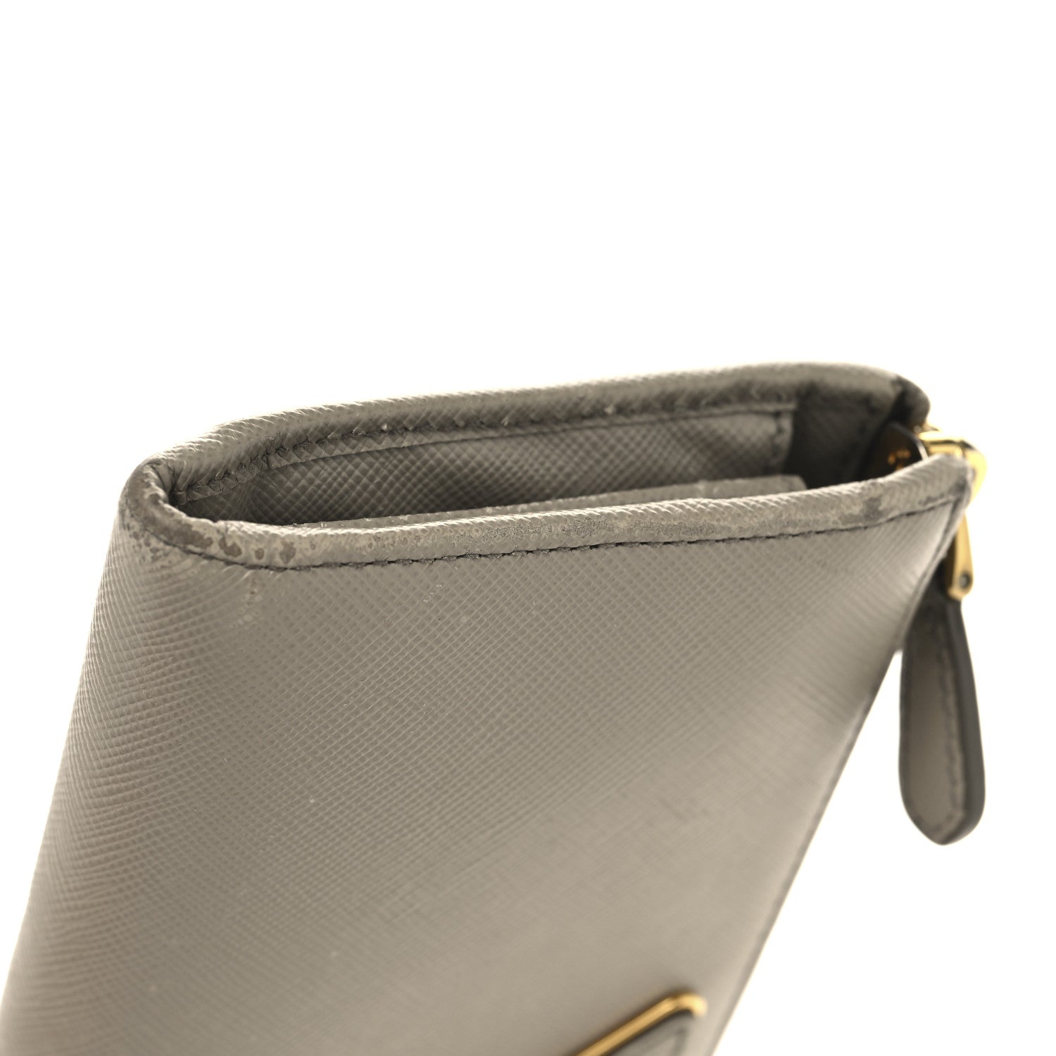 Prada Saffiano Triangle Half Zip Wallet Pomice 10 of 10