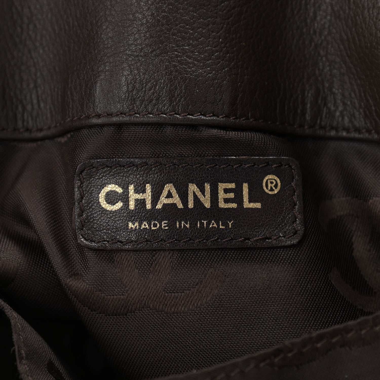 Chanel Grained Calfskin CC Drawstring Bucket Bag Dark Brown 6 of 10