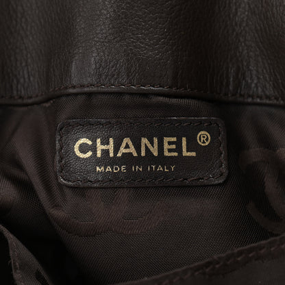 Chanel Grained Calfskin CC Drawstring Bucket Bag Dark Brown 6 of 10