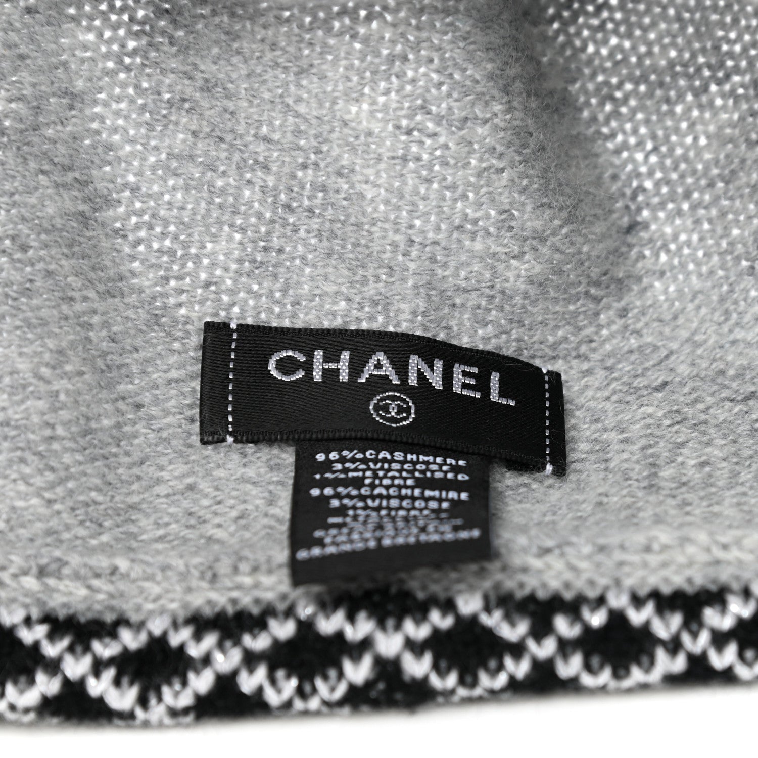 Chanel Cashmere CC Beanie Hat Grey 5 of 5