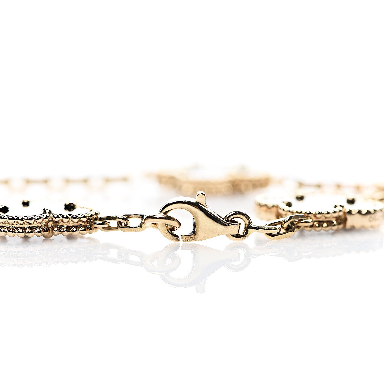 Van Cleef & Arpels 18K Yellow Gold Black Onyx 5 Motifs Vintage Alhambra Bracelet 3 of 3