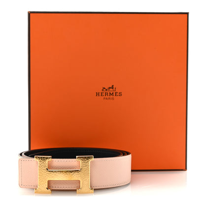 Hermes Swift Epsom Reversible 32mm Martelee H Belt 90 36 Bleu Indigo Rose Eglantine 6 of 6