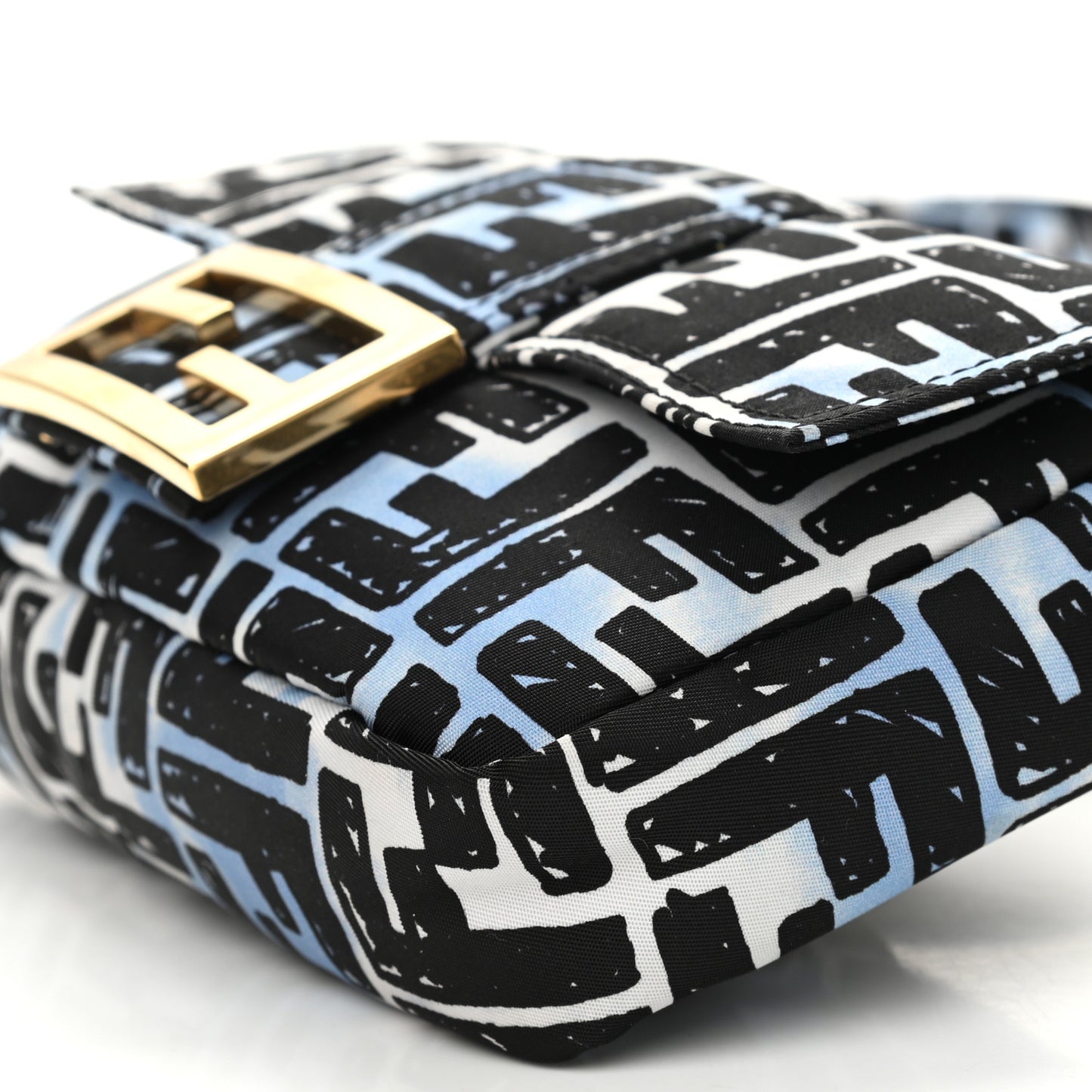 X JOSHUA VIDES Nylon FF Cloudy Mini Belt Baguette Bag White Celeste Black