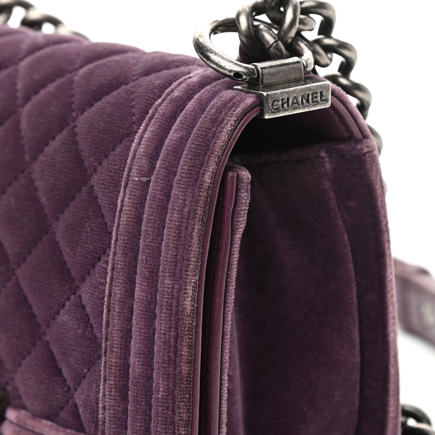 Chanel Velvet Quilted Small Boy Flap Purple 10 of 12