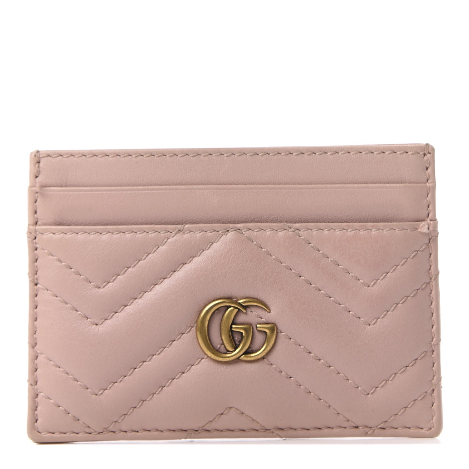 Gucci Calfskin Matelasse GG Marmont Card Holder Perfect Pink 1 of 7