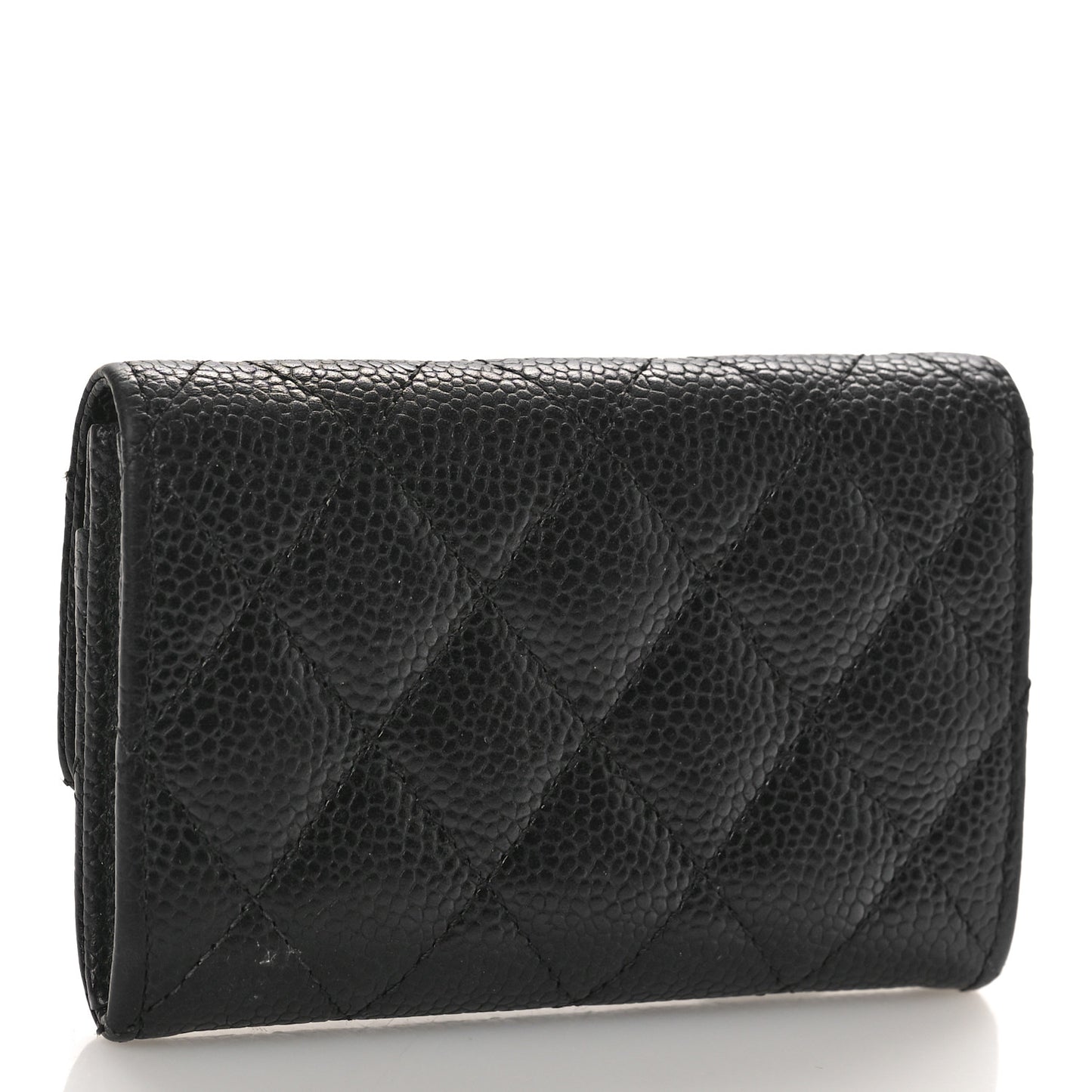 Caviar Quilted Flap Card Holder Black