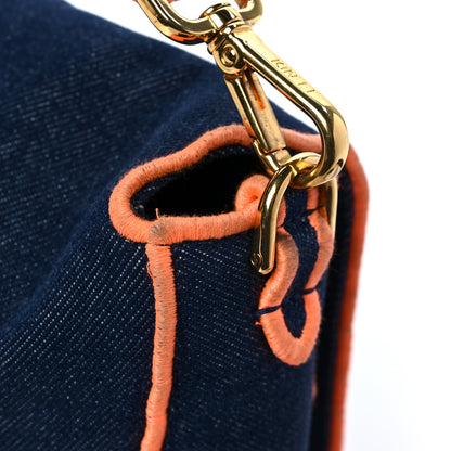 Fendi Denim Large Baguette Blue Arancio Fluo 16 of 16
