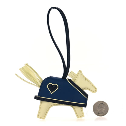 Hermes Milo Lambskin Grigri Rodeo Robeo Coeur Bag Charm PM Jaune Milton Bleu Nuit Bleu Tie 2 of 5