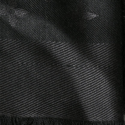 Louis Vuitton Silk Lurex Wool Monogram Shine Shawl Charcoal Grey 4 of 12