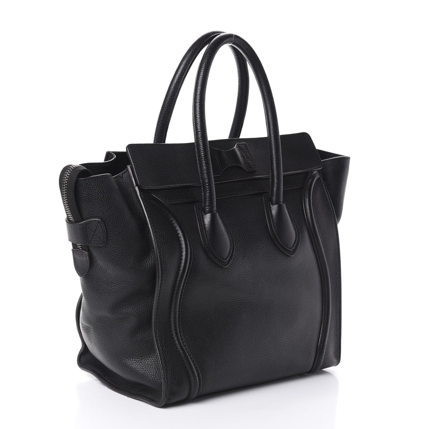 Drummed Calfskin Mini Luggage Black