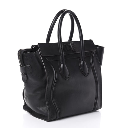 Celine Drummed Calfskin Mini Luggage Black 3 of 9