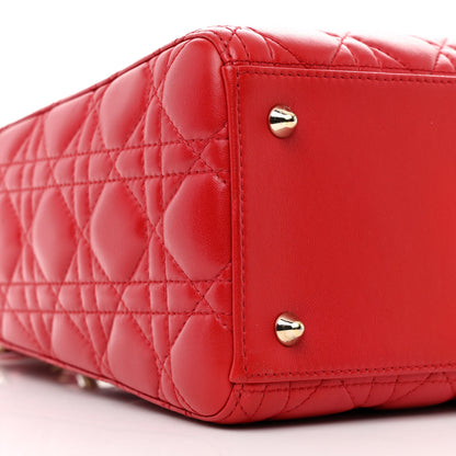Christian Dior Lambskin Cannage Medium Lady Dior Red 9 of 12