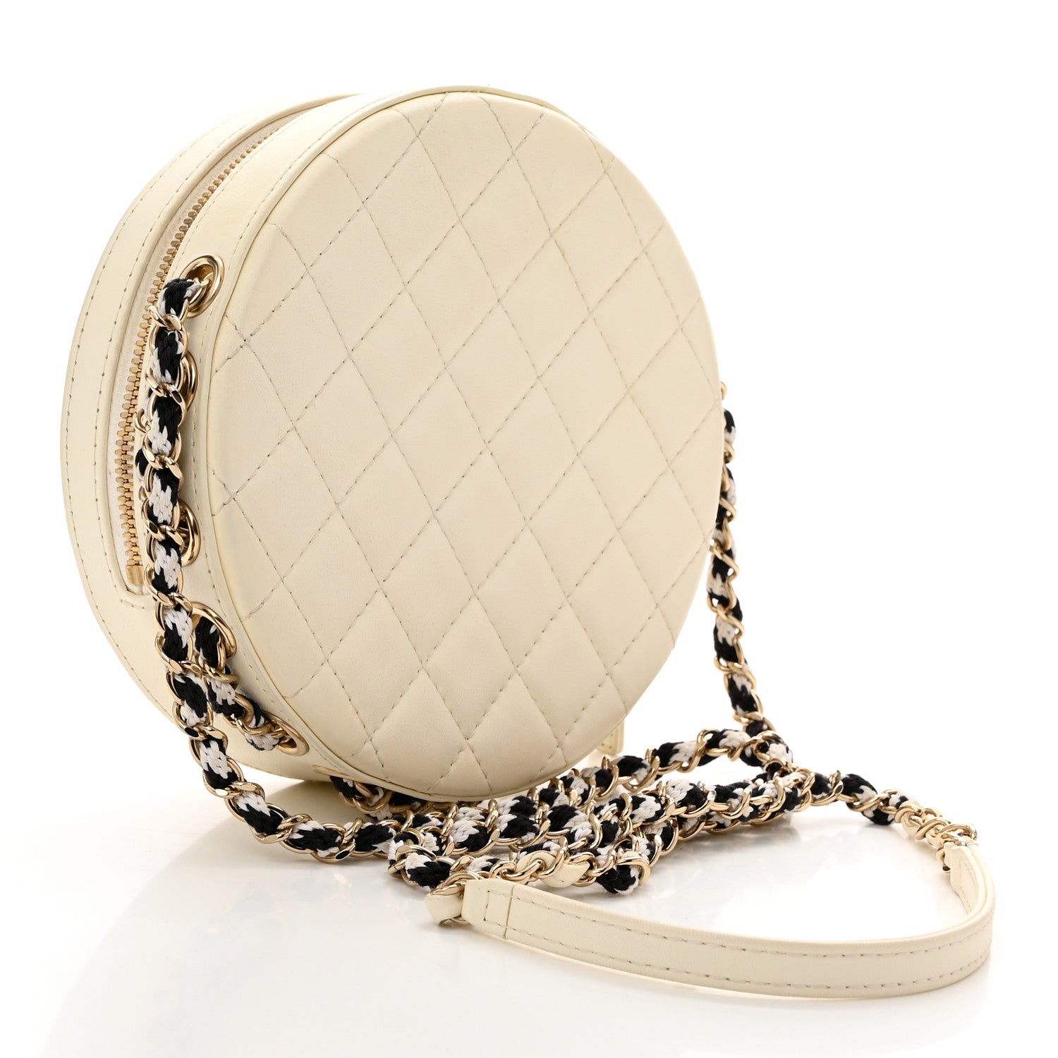 Chanel Lambskin Coco Lifesaver Round Bag Black White 3 of 11