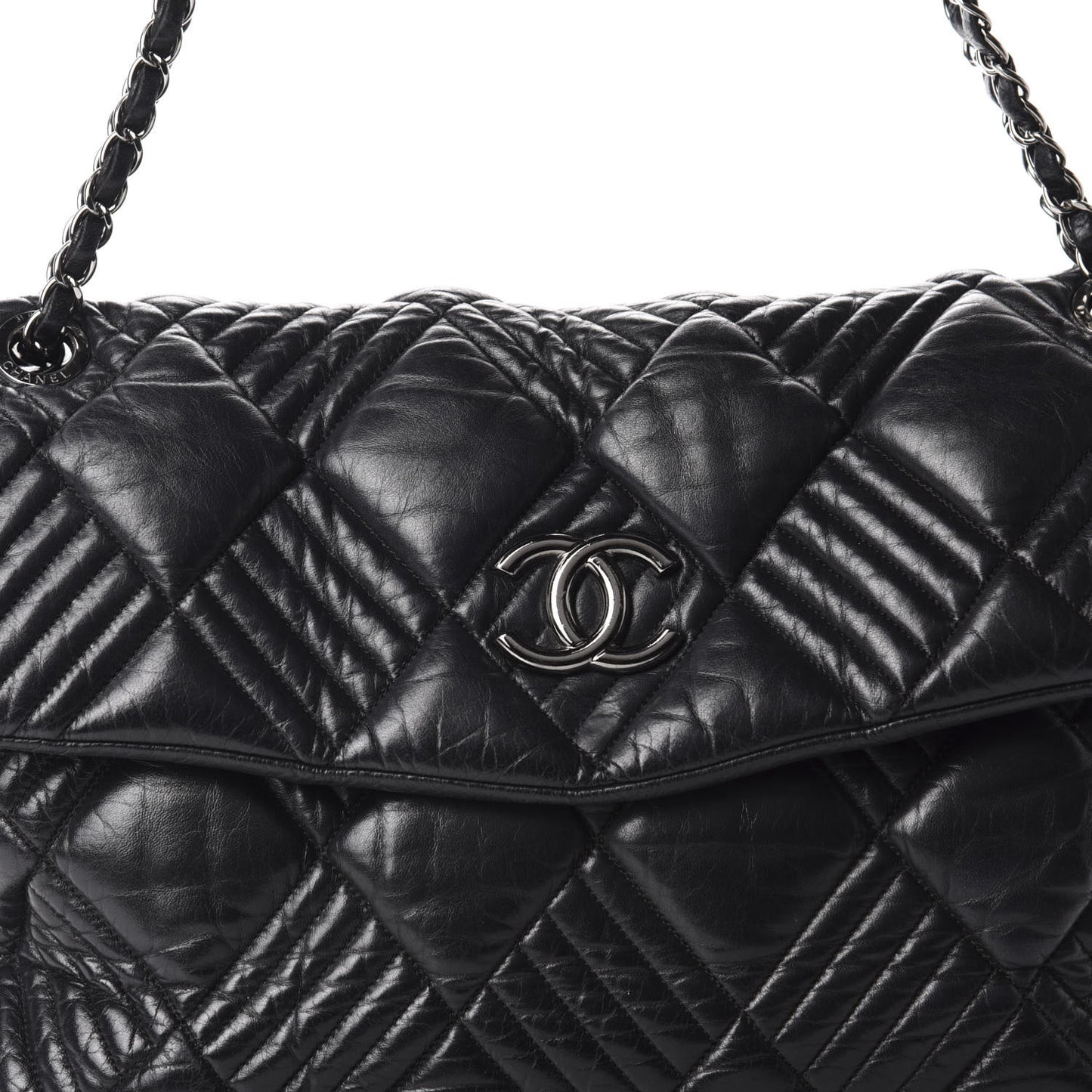 Lambskin In and Out XL Maxi Flap Black