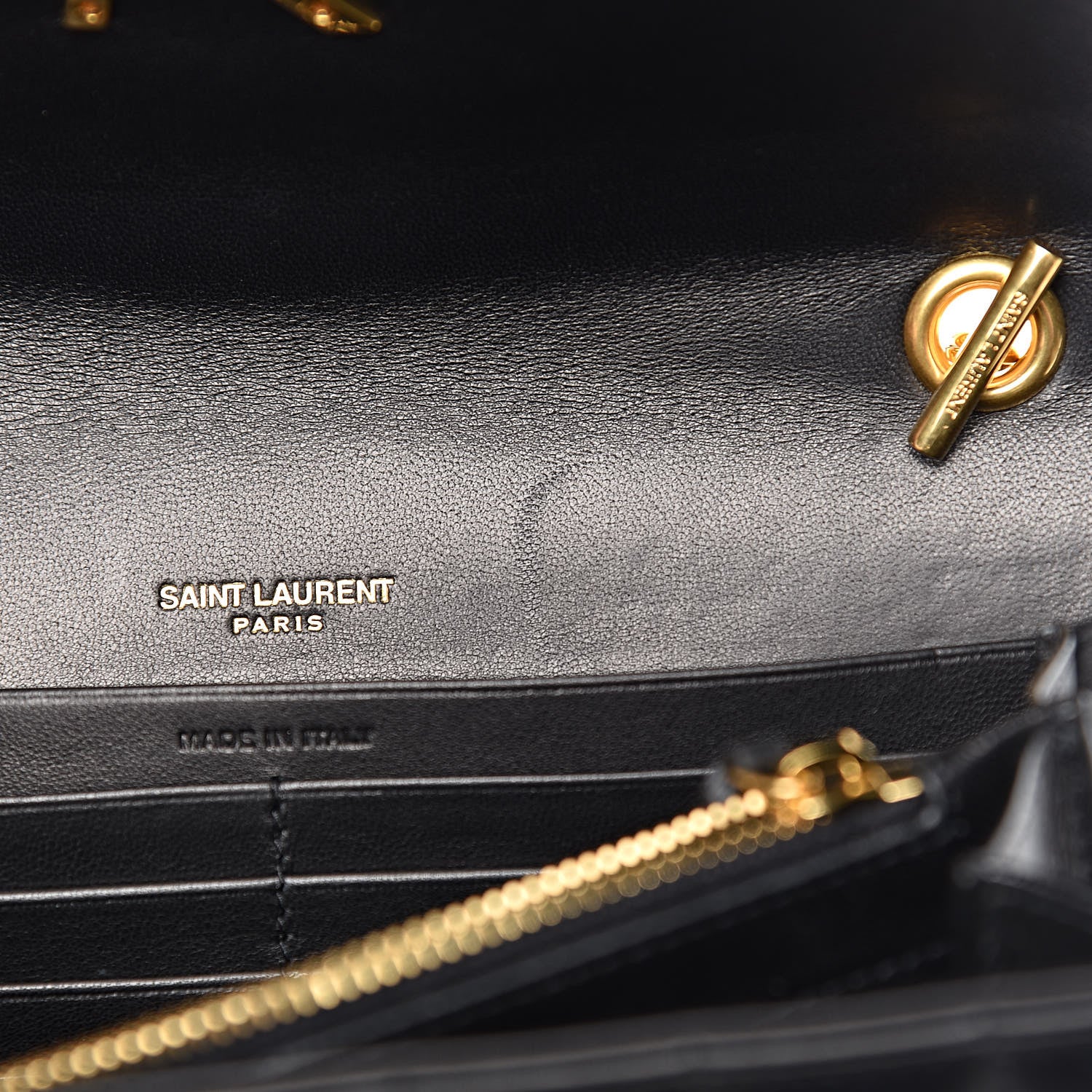 Saint Laurent Lambskin Matelasse Monogram Vicky Chain Wallet Black 10 of 11