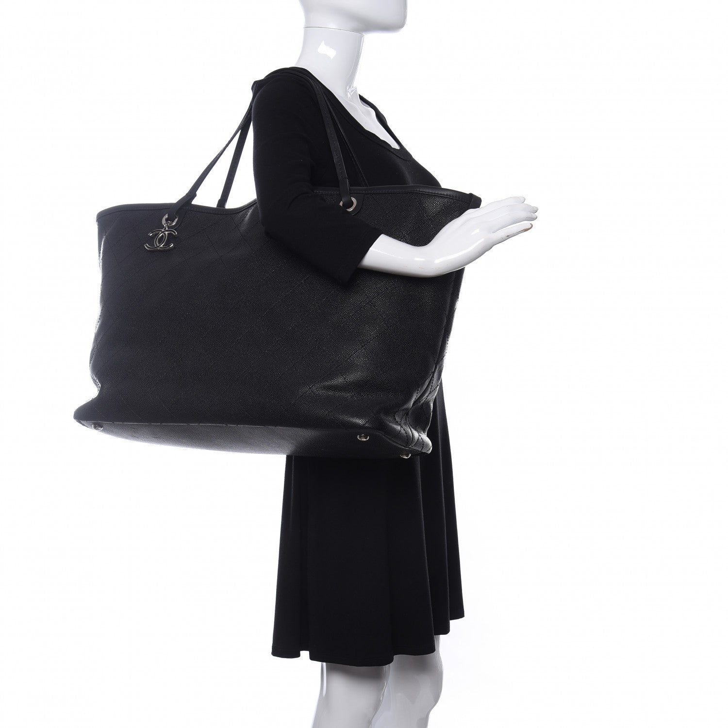 Chanel Grained Calfskin Large Shopping Fever Tote Black 2 of 10