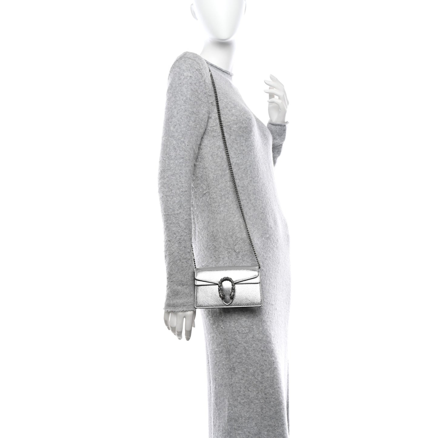 Metallic Calfskin Super Mini Dionysus Shoulder Bag Silver