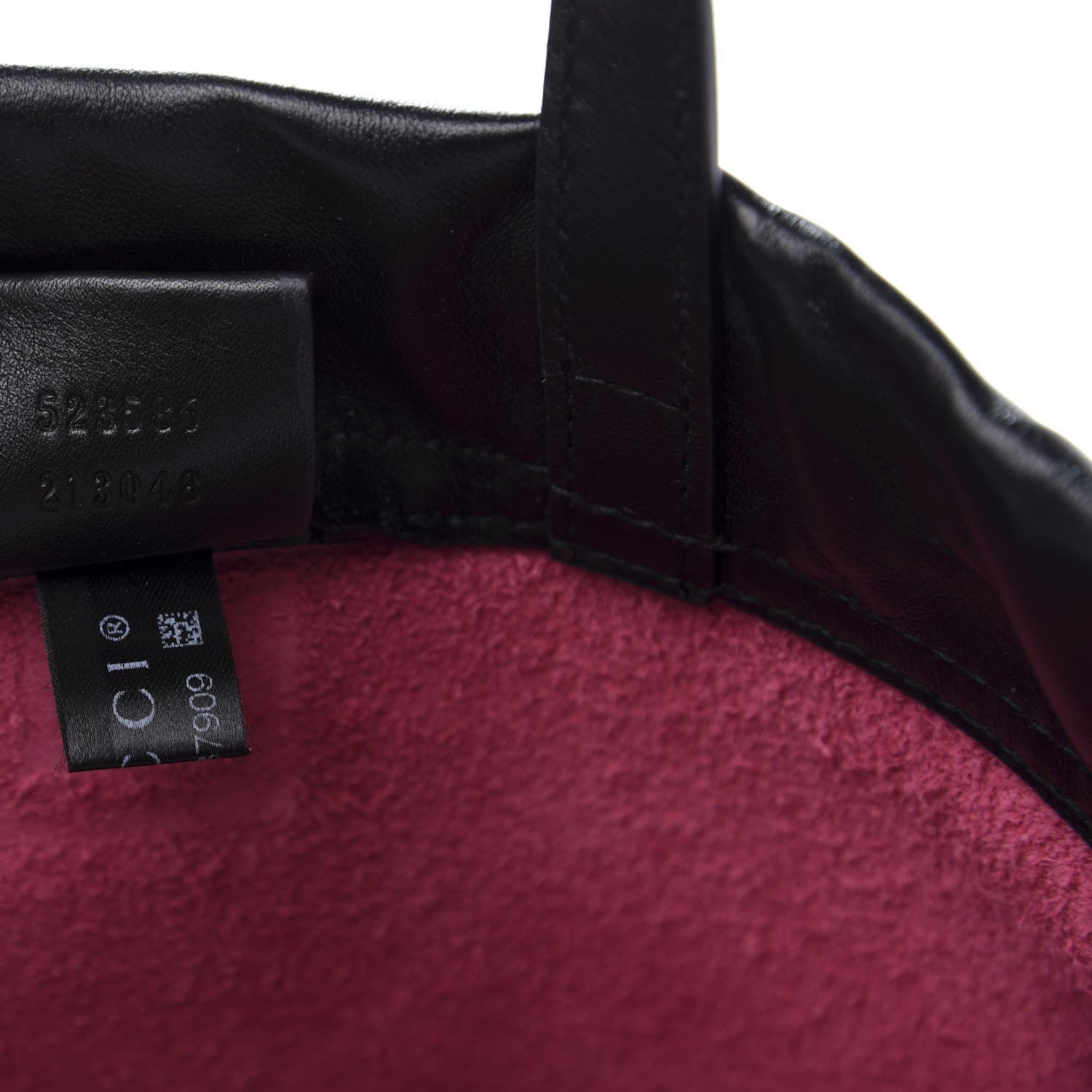 Gucci Grained Calfskin Logo Drawstring Backpack Box Pink Green Black 10 of 12