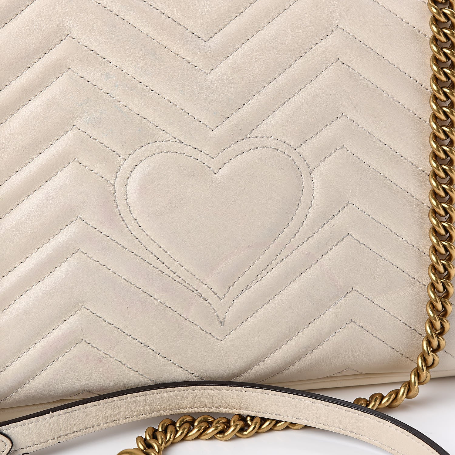 Gucci Calfskin Matelasse Medium GG Marmont Shoulder Bag White 15 of 18