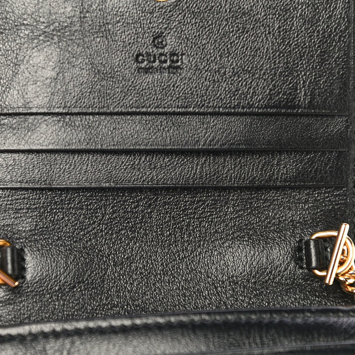 Calfskin Web Rajah Chain Card Case Wallet Black