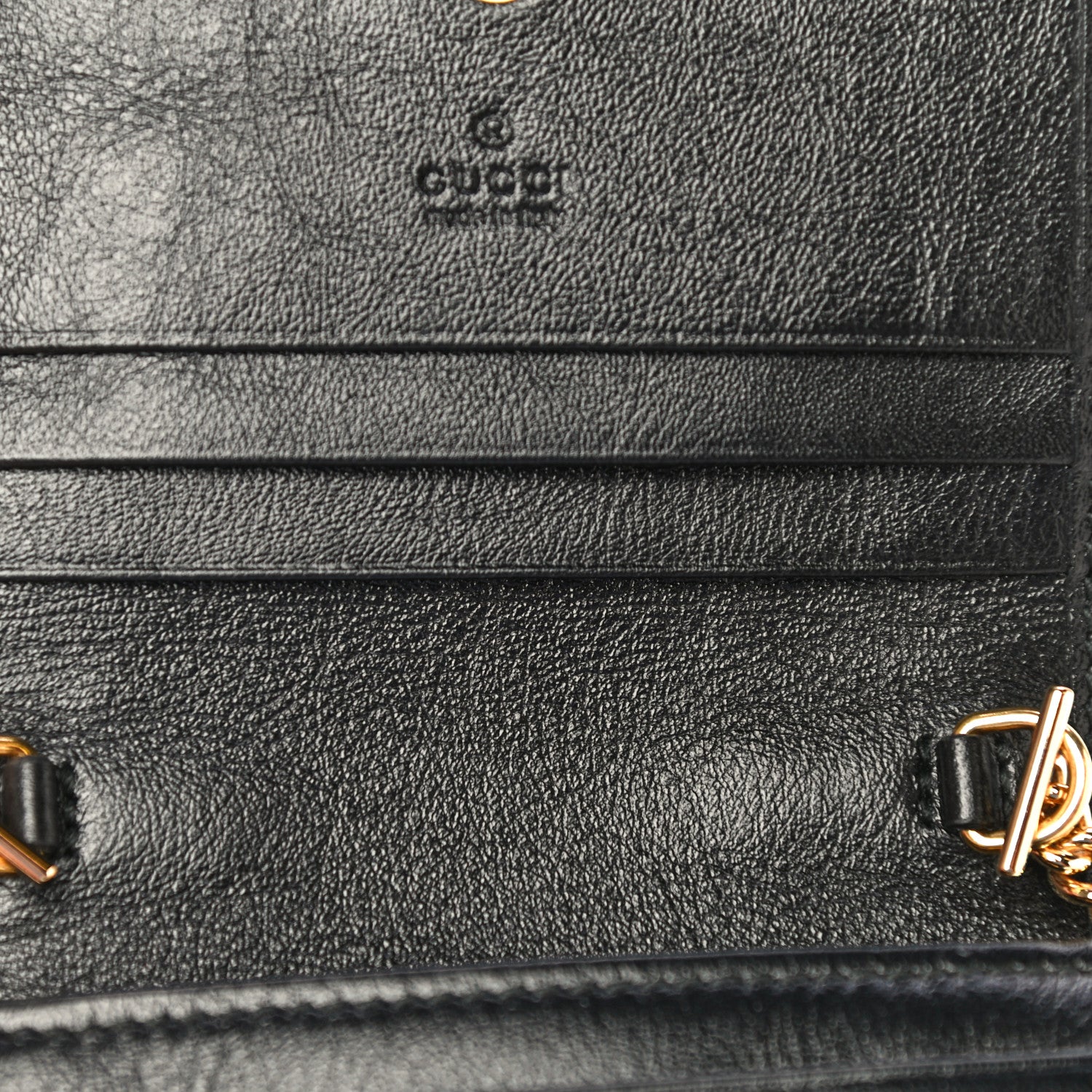 Gucci Calfskin Web Rajah Chain Card Case Wallet Black 10 of 11