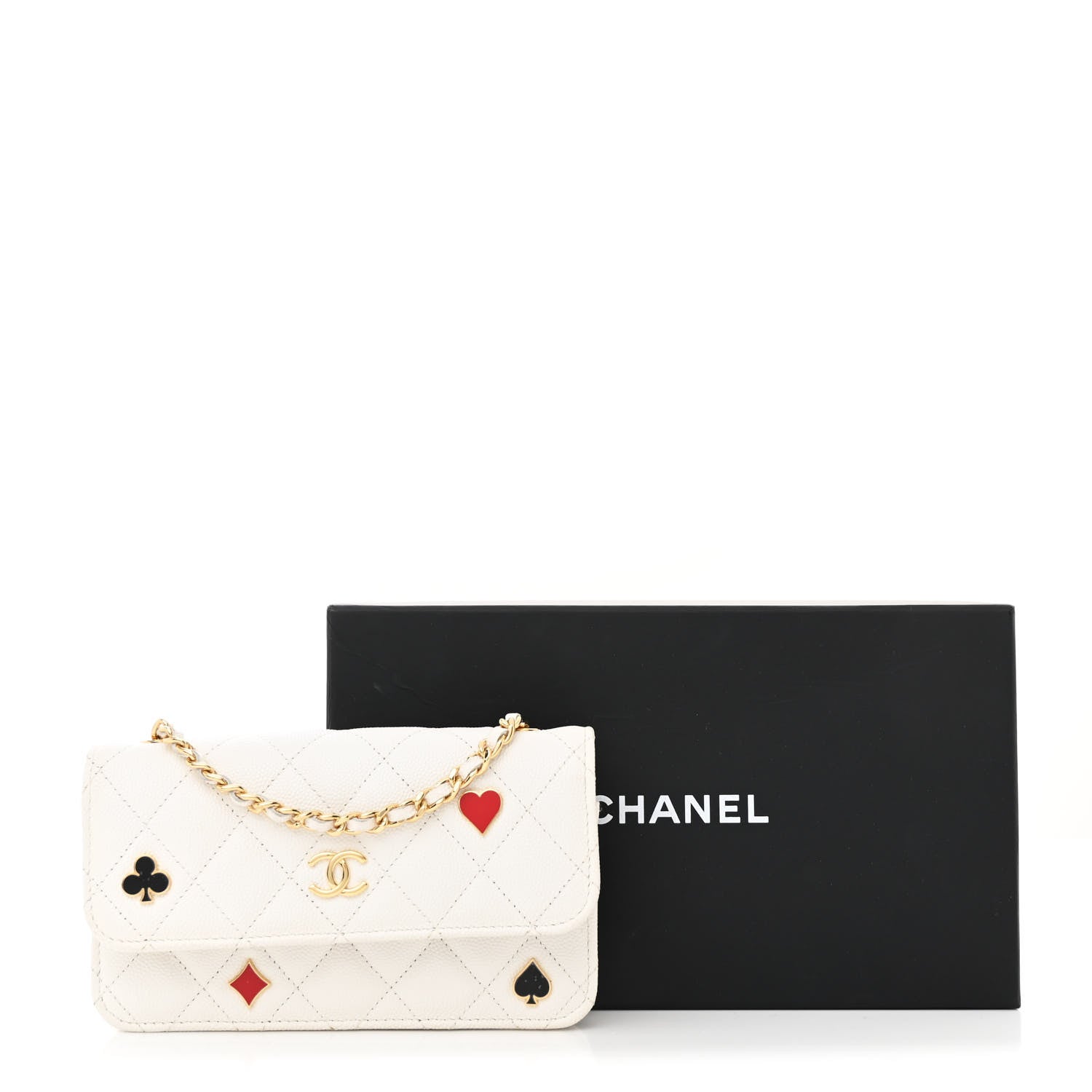 Chanel Caviar Quilted Enamel Coco Casino Flap Phone Holder With Chain White 12 of 12