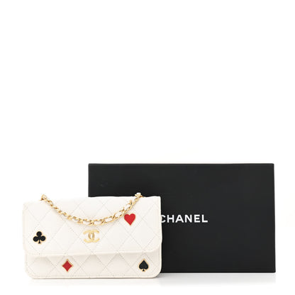 Chanel Caviar Quilted Enamel Coco Casino Flap Phone Holder With Chain White 12 of 12