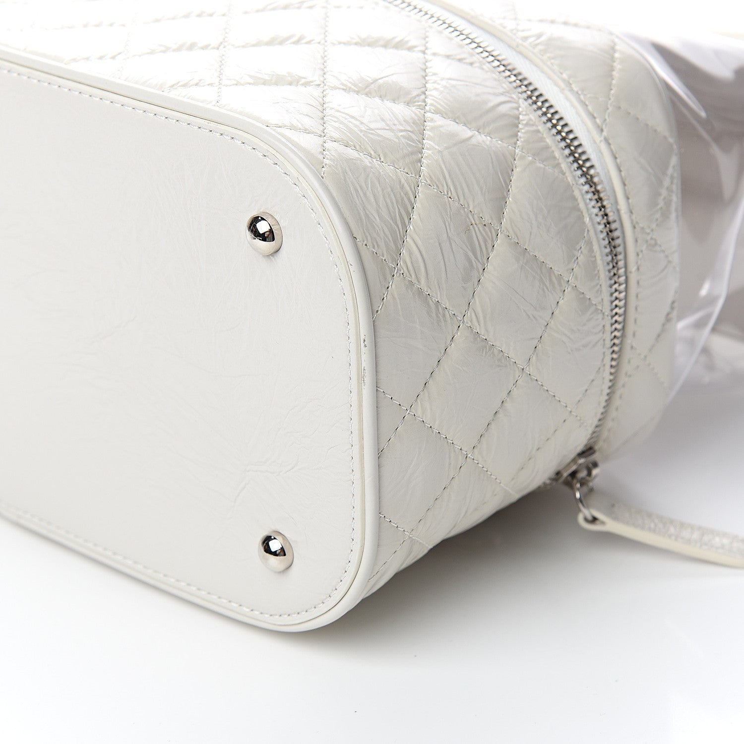 Chanel Crumpled Calfskin PVC Quilted Backpack White 10 of 12