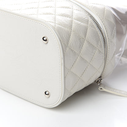 Chanel Crumpled Calfskin PVC Quilted Backpack White 10 of 12